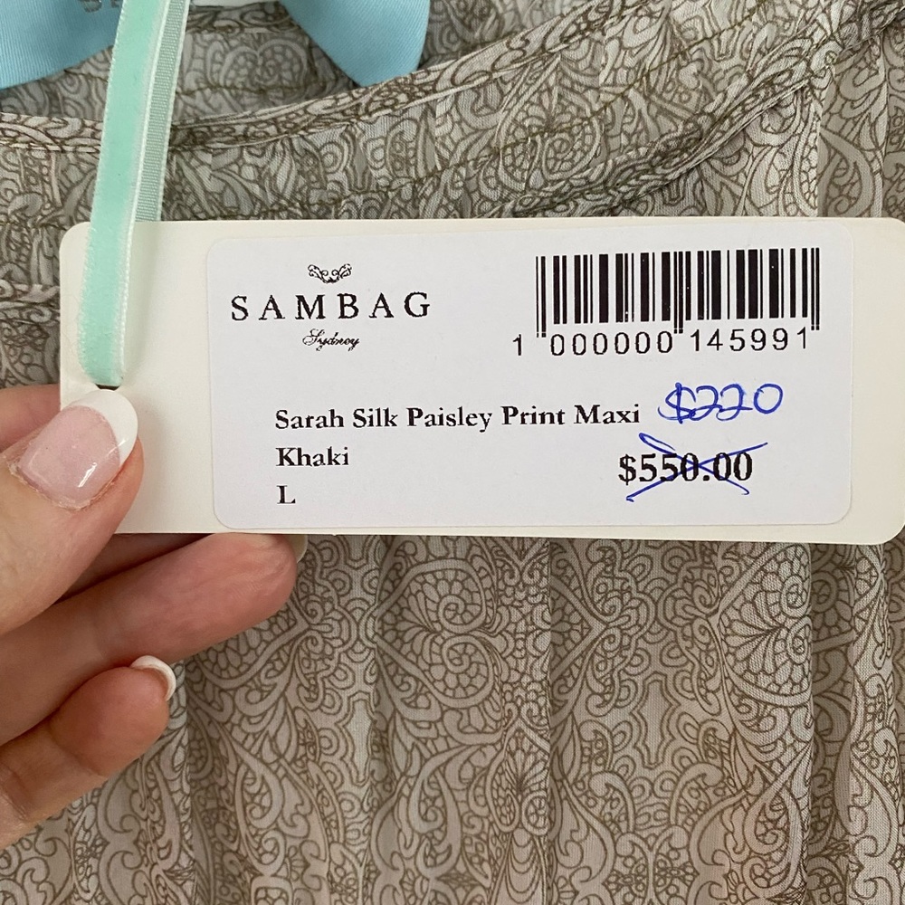 **SOLD*** 100% Silk Sambag Maxi Dress Size L BNWT RRP$550 - Picture 3 of 5